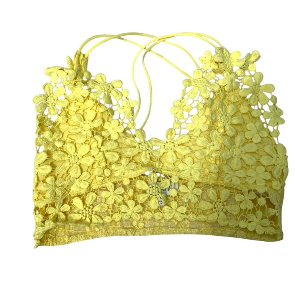 Floral Lace Bralette in Yellow - Women's Intimates